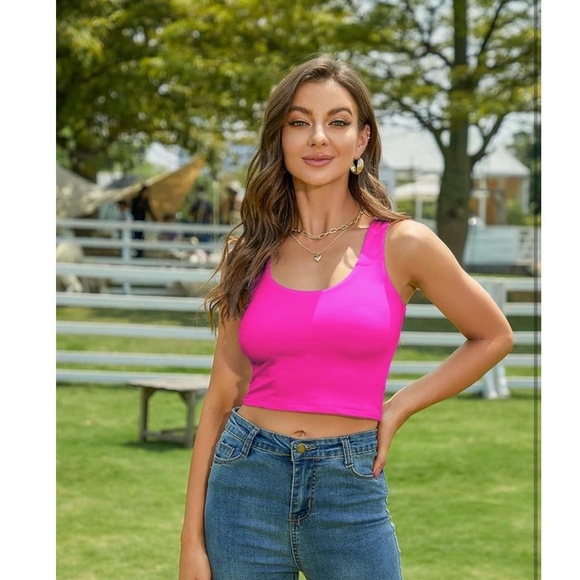 NWT Women’s XL Hot Pink Cropped Top Sleeveless Trendy Y2K Streetwear - Samiamaba - Picture 9 of 9
